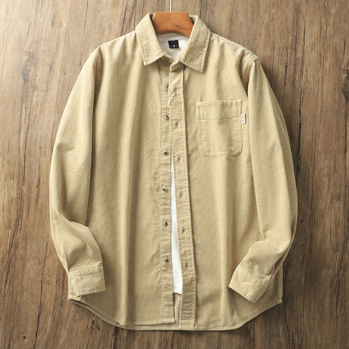 Giacca da uomo in velluto a coste con risvolto Buddha Stones , tinta unita, a maniche lunghe, in cotone spesso con tasche - BurlyWood - US/UK/AU40, EU50 (2XL) - image 1