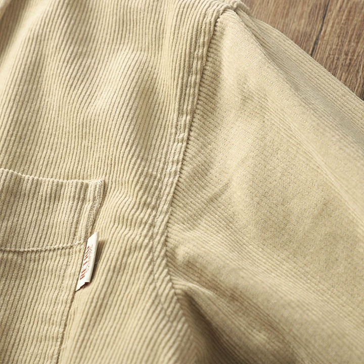 Giacca da uomo in velluto a coste con risvolto Buddha Stones , tinta unita, a maniche lunghe, in cotone spesso con tasche - image 7