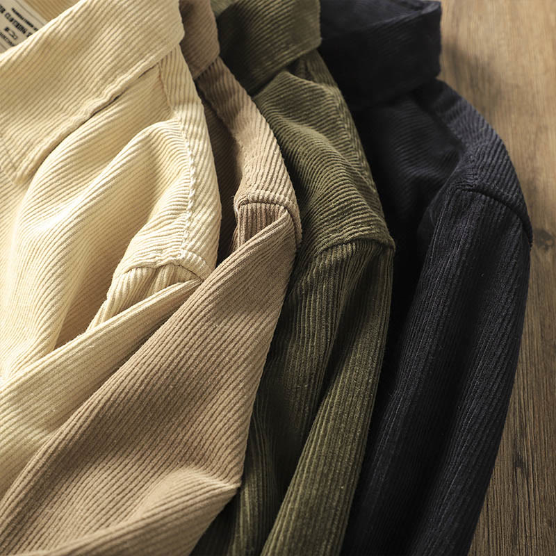 Giacca da uomo in velluto a coste con risvolto Buddha Stones , tinta unita, a maniche lunghe, in cotone spesso con tasche - image 16