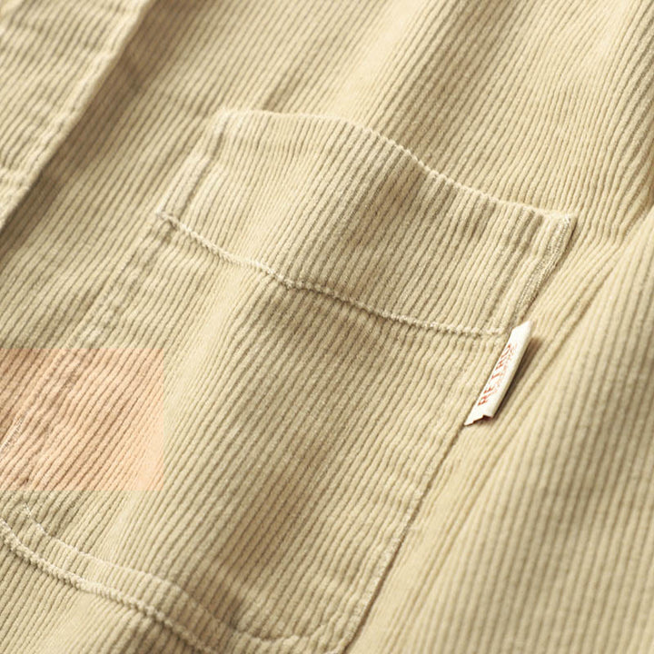 Giacca da uomo in velluto a coste con risvolto Buddha Stones , tinta unita, a maniche lunghe, in cotone spesso con tasche - image 8