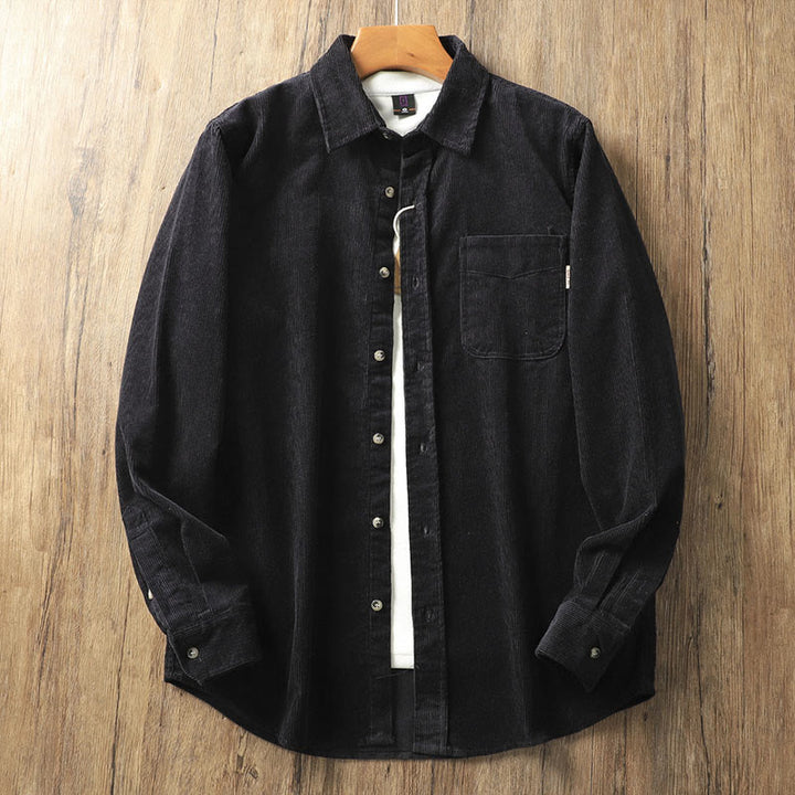 Giacca da uomo in velluto a coste con risvolto Buddha Stones , tinta unita, a maniche lunghe, in cotone spesso con tasche - Nero - US/UK/AU40, EU50 (2XL) - image 13