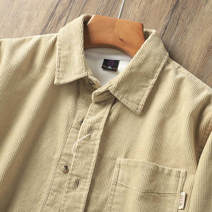 Giacca da uomo in velluto a coste con risvolto Buddha Stones , tinta unita, a maniche lunghe, in cotone spesso con tasche - image 5