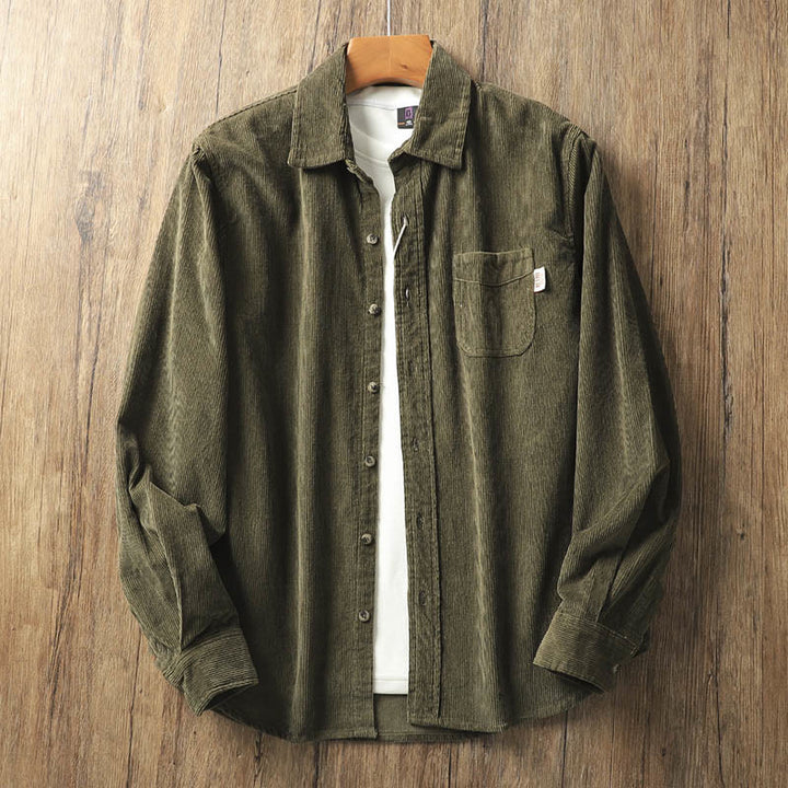 Giacca da uomo in velluto a coste con risvolto Buddha Stones , tinta unita, a maniche lunghe, in cotone spesso con tasche - Verde oliva scuro - US/UK/AU40, EU50 (2XL) - image 14