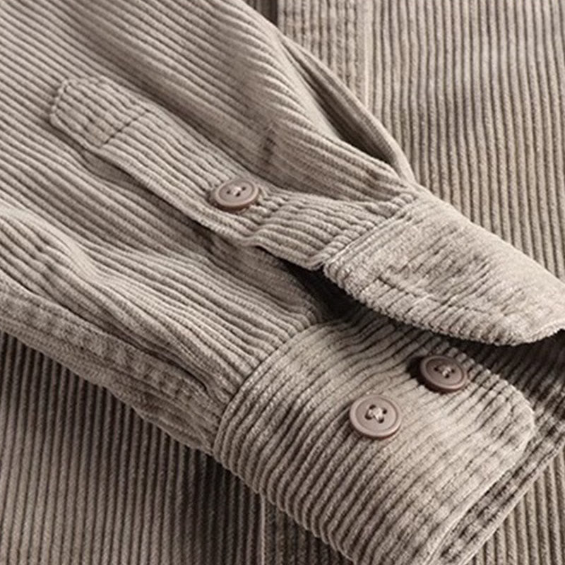 Giacca da uomo monopetto con maniche lunghe e tasche, tinta unita, con bottoni, in tessuto spesso Buddha Stones - image 4