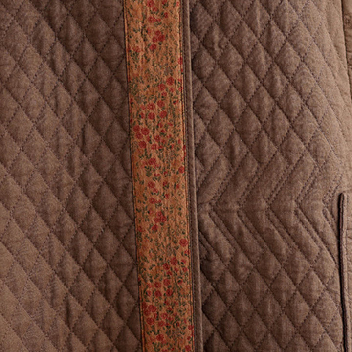 Cappotto da donna in cotone di media lunghezza con motivo a rombi e tasche Buddha Stones - image 18