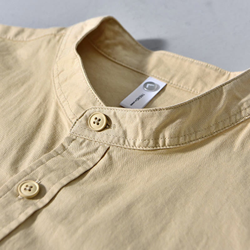 Giacca da uomo in cotone spesso con maniche lunghe, tinta unita, girocollo e tasche , Buddha Stones - image 1