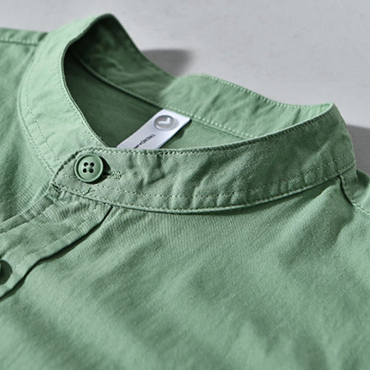 Giacca da uomo in cotone spesso con maniche lunghe, tinta unita, girocollo e tasche , Buddha Stones - image 7