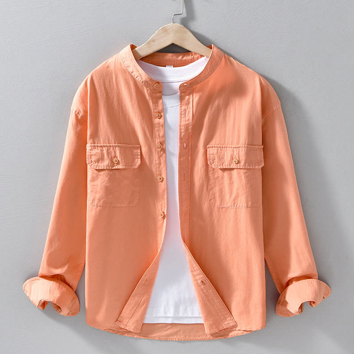 Giacca da uomo in cotone spesso con maniche lunghe, tinta unita, girocollo e tasche , Buddha Stones - Corallo - US/UK/AU42, EU52 (3XL) - image 15