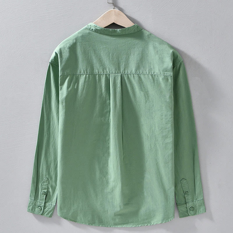 Giacca da uomo in cotone spesso con maniche lunghe, tinta unita, girocollo e tasche , Buddha Stones - image 5