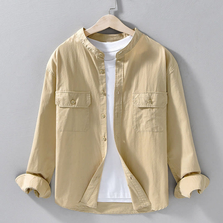 Giacca da uomo in cotone spesso con maniche lunghe, tinta unita, girocollo e tasche , Buddha Stones - Grano - US/UK/AU42, EU52 (3XL) - image 0