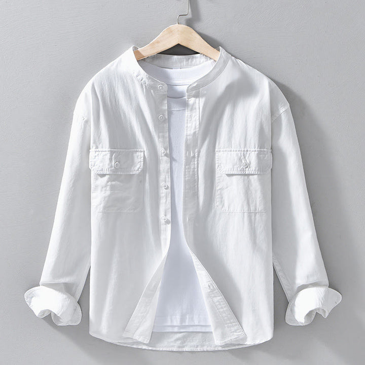 Giacca da uomo in cotone spesso con maniche lunghe, tinta unita, girocollo e tasche , Buddha Stones - Bianco - US/UK/AU42, EU52 (3XL) - image 19