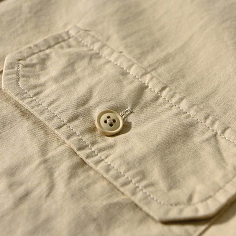 Giacca da uomo in cotone spesso con maniche lunghe, tinta unita, girocollo e tasche , Buddha Stones - image 2