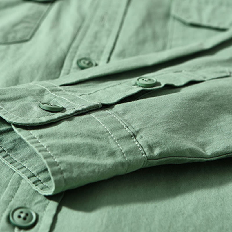 Giacca da uomo in cotone spesso con maniche lunghe, tinta unita, girocollo e tasche , Buddha Stones - image 8