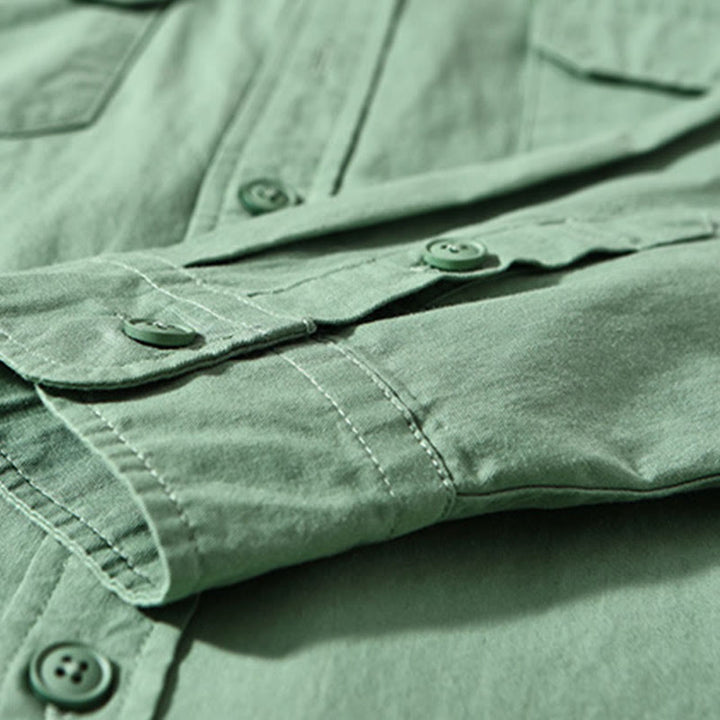 Giacca da uomo in cotone spesso con maniche lunghe, tinta unita, girocollo e tasche , Buddha Stones - image 8