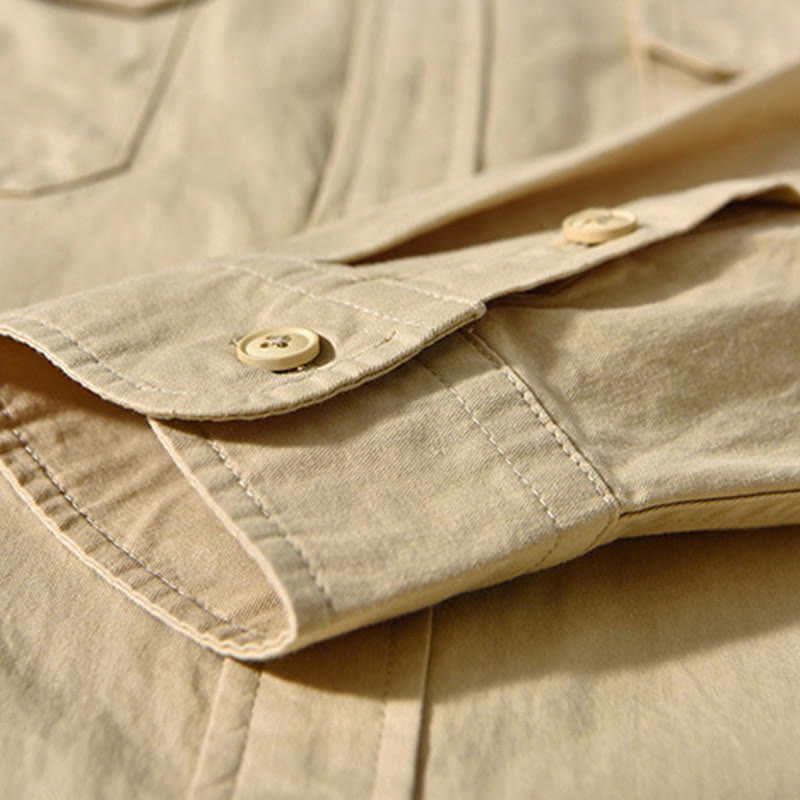 Giacca da uomo in cotone spesso con maniche lunghe, tinta unita, girocollo e tasche , Buddha Stones - image 3