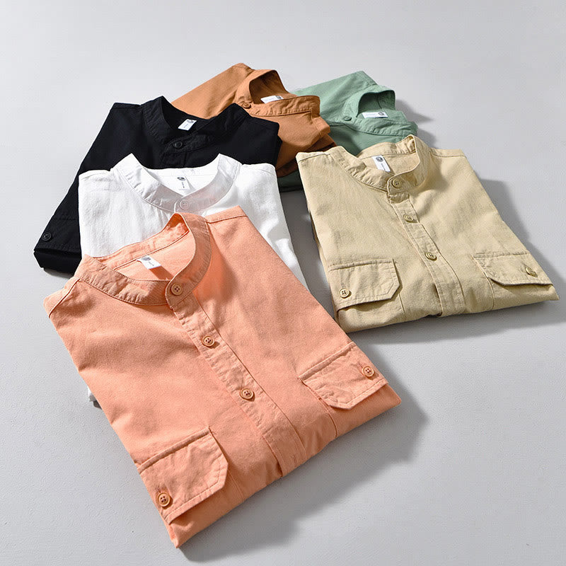 Giacca da uomo in cotone spesso con maniche lunghe, tinta unita, girocollo e tasche , Buddha Stones - image 21