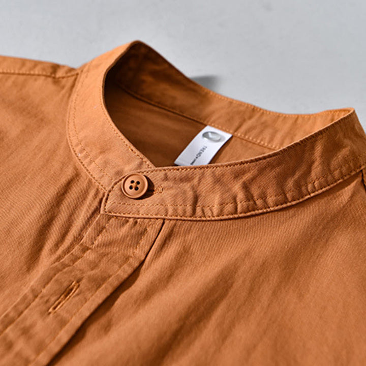 Giacca da uomo in cotone spesso con maniche lunghe, tinta unita, girocollo e tasche , Buddha Stones - image 12