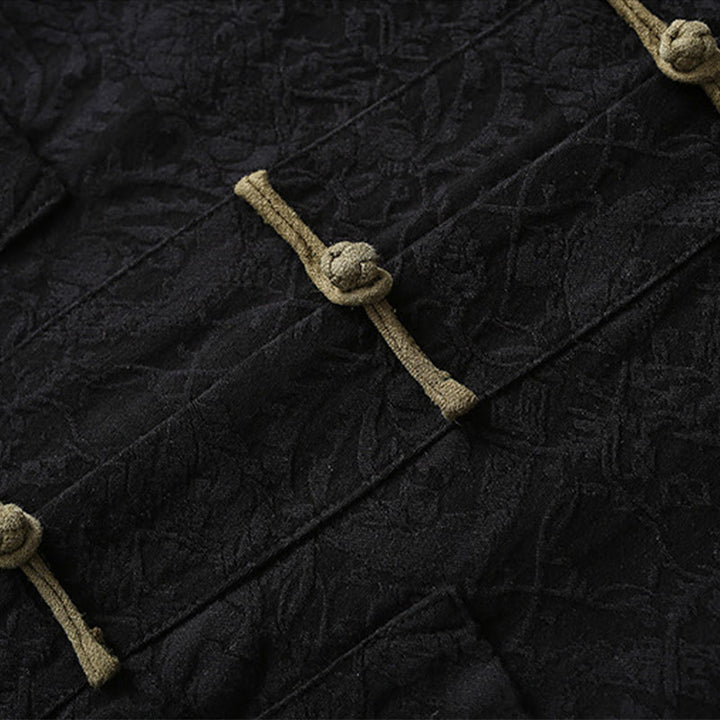 Giacca da uomo a maniche lunghe in cotone con bottoni a rana e tasche , Buddha Stones Spring Jacquard - image 6