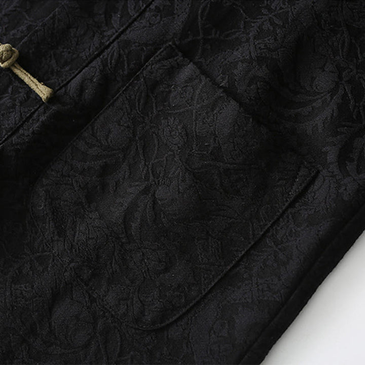 Giacca da uomo a maniche lunghe in cotone con bottoni a rana e tasche , Buddha Stones Spring Jacquard - image 8