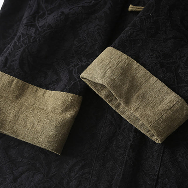 Giacca da uomo a maniche lunghe in cotone con bottoni a rana e tasche , Buddha Stones Spring Jacquard - image 9