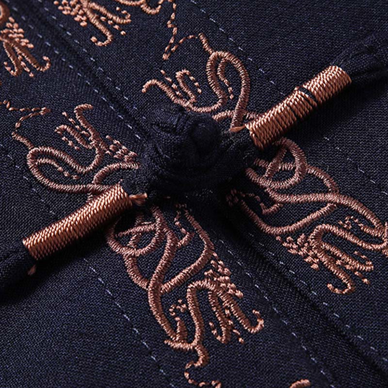 Giacca, camicia e pantaloni a maniche lunghe da uomo con bottoni a rana, ricamo del personaggio Fu Buddha Stones - image 2