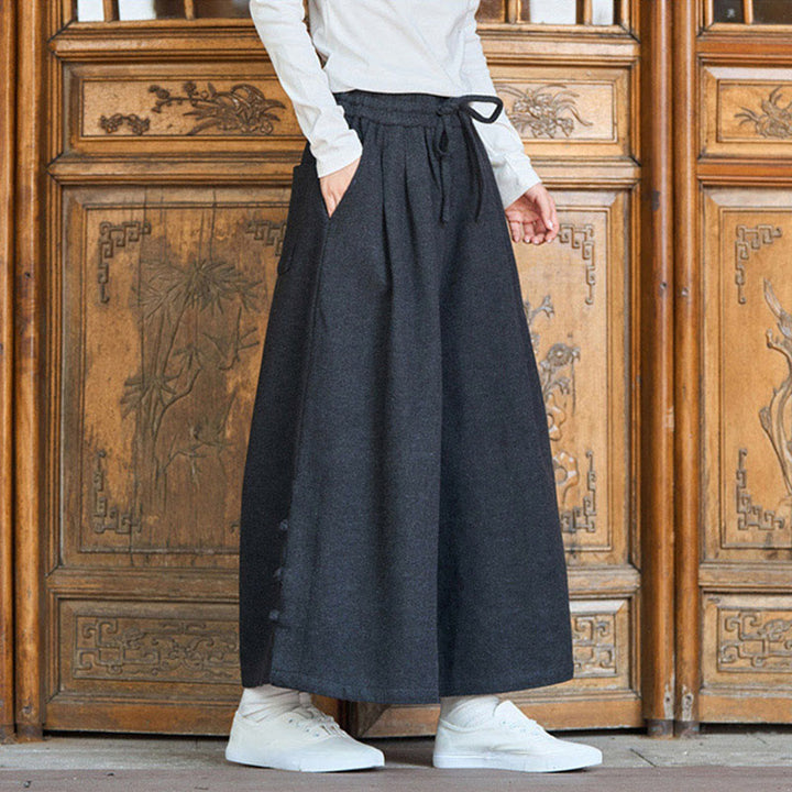 Pantaloni da uomo a gamba larga in velluto a coste con tasche e design cinese a forma di rana, invernali, termici , Buddha Stones - image 3