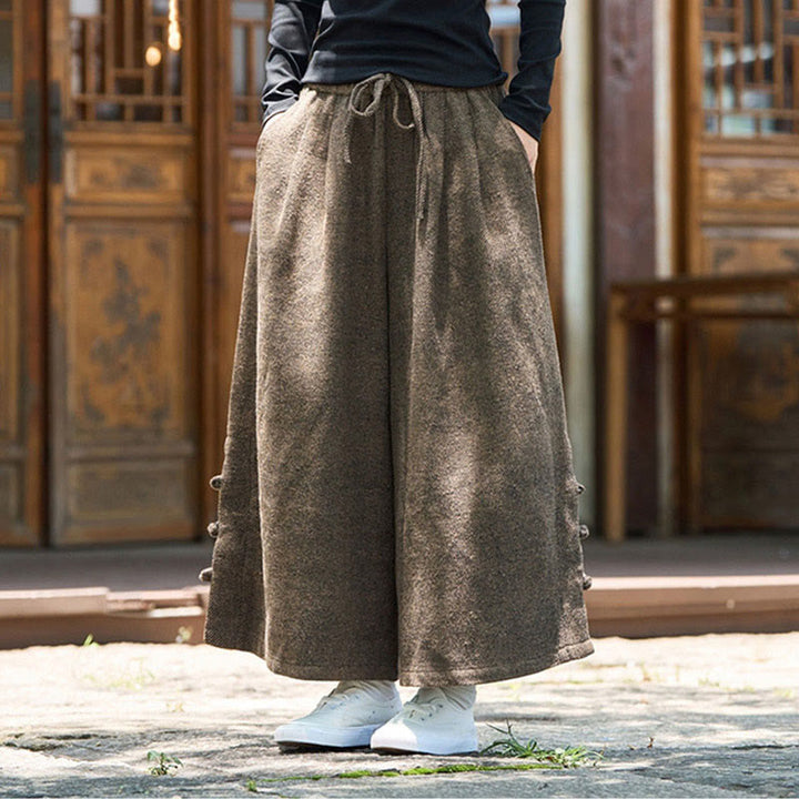 Pantaloni da uomo a gamba larga in velluto a coste con tasche e design cinese a forma di rana, invernali, termici , Buddha Stones - image 14