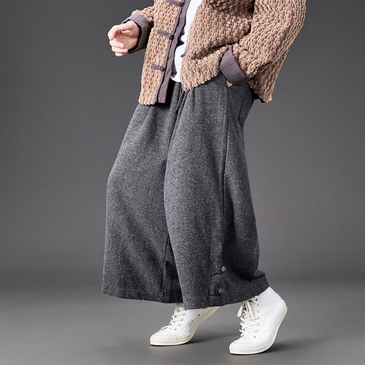 Pantaloni da uomo a gamba larga in velluto a coste con tasche e design cinese a forma di rana, invernali, termici , Buddha Stones - image 26