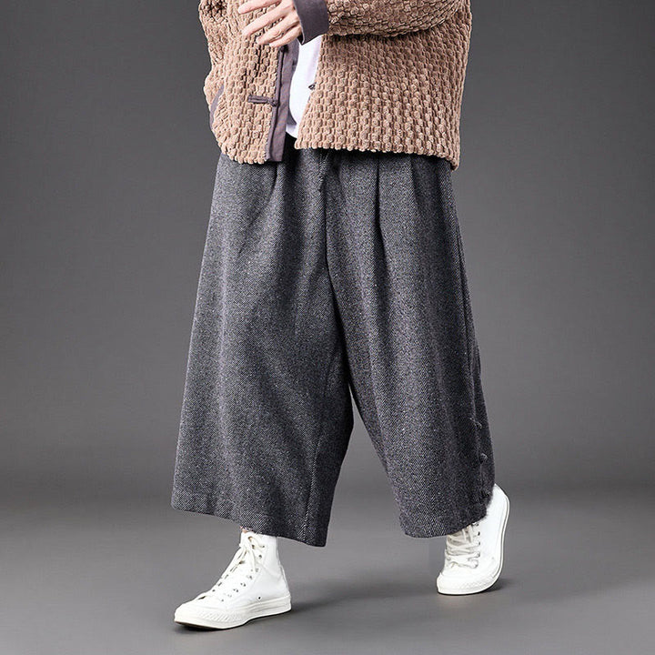 Pantaloni da uomo a gamba larga in velluto a coste con tasche e design cinese a forma di rana, invernali, termici , Buddha Stones - Grigio tenue - US/UK/AU46, EU56 (5XL) - image 18