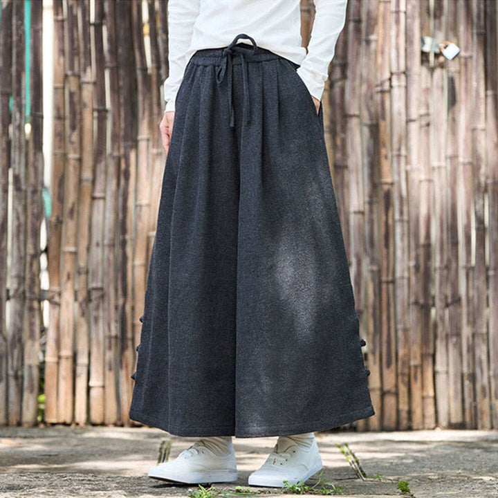 Pantaloni da uomo a gamba larga in velluto a coste con tasche e design cinese a forma di rana, invernali, termici , Buddha Stones - image 8