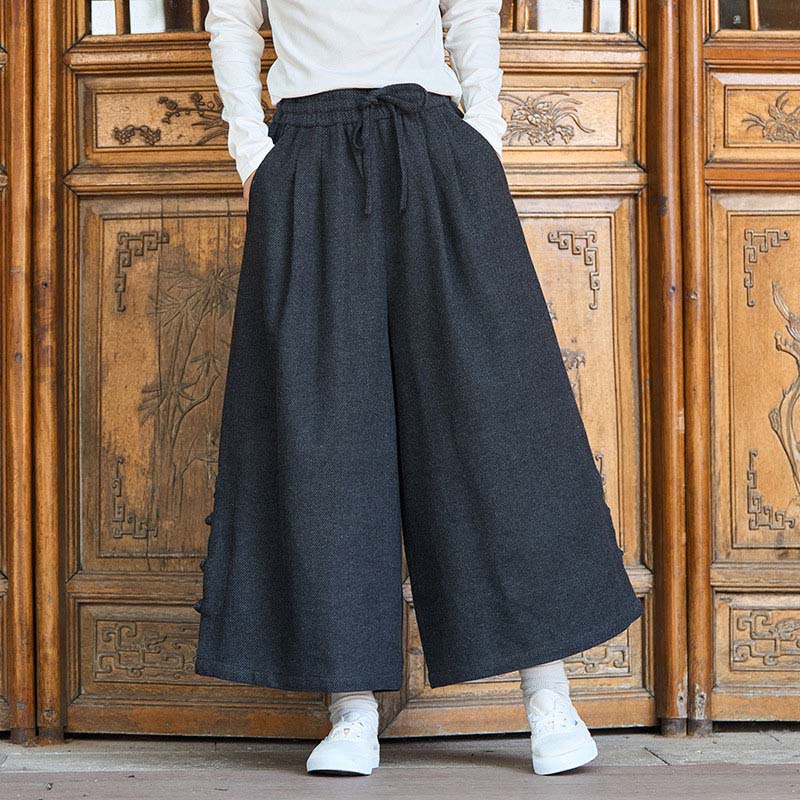 Pantaloni da uomo a gamba larga in velluto a coste con tasche e design cinese a forma di rana, invernali, termici , Buddha Stones - Nero - US/UK/AU46, EU56 (5XL) - image 1