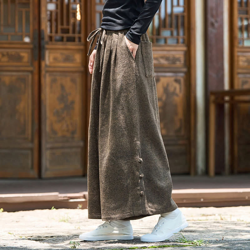 Pantaloni da uomo a gamba larga in velluto a coste con tasche e design cinese a forma di rana, invernali, termici , Buddha Stones - image 12