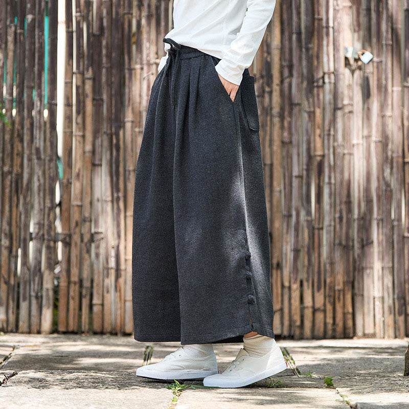 Pantaloni da uomo a gamba larga in velluto a coste con tasche e design cinese a forma di rana, invernali, termici , Buddha Stones - image 5