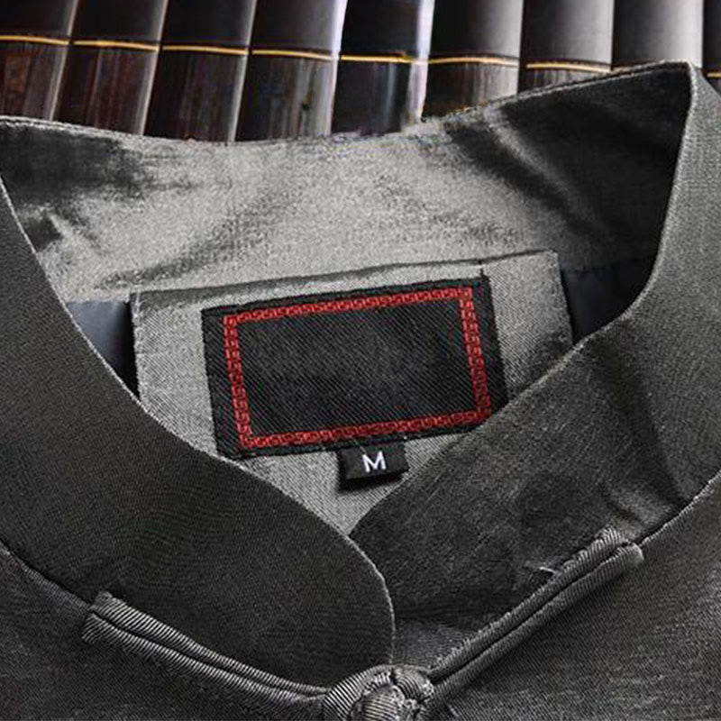 Giacca da uomo a maniche lunghe con bottoni a rana e ricamo drago, primavera-autunno , Buddha Stones - image 1