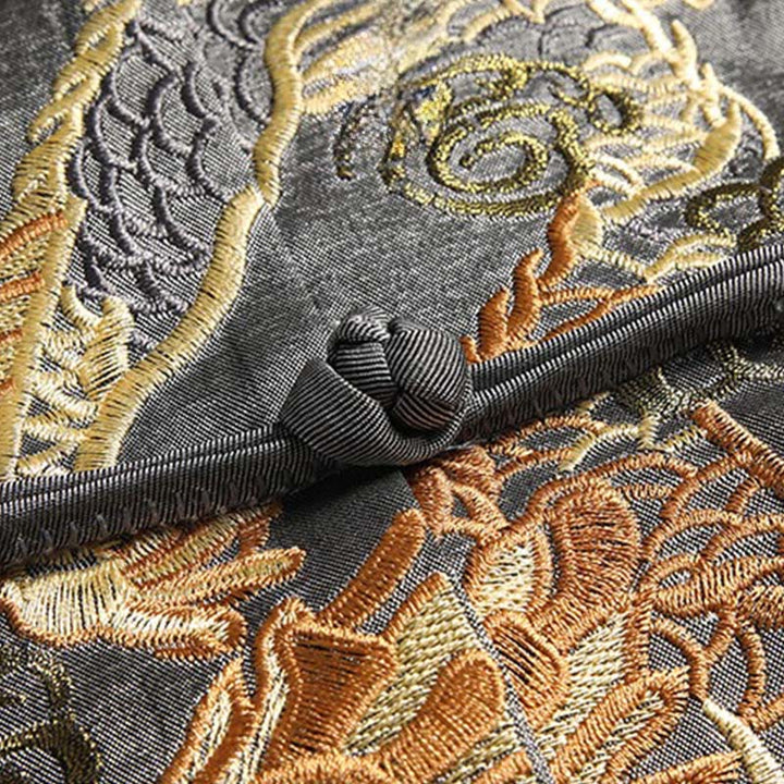 Giacca da uomo a maniche lunghe con bottoni a rana e ricamo drago, primavera-autunno , Buddha Stones - image 3