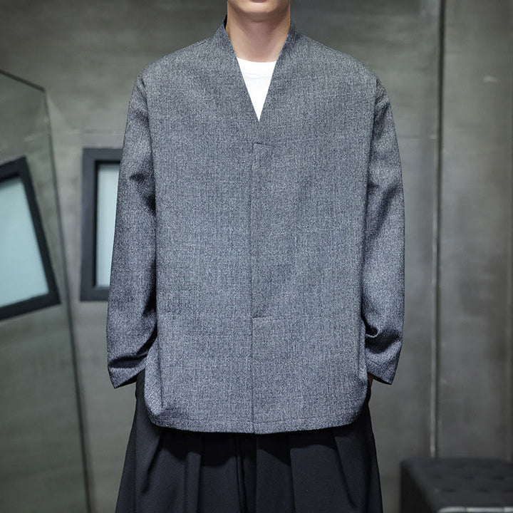 Giacca da uomo a maniche lunghe tinta unita primavera-autunno Buddha Stones - Grigio - US/UK/AU46, EU56 (5XL) - image 0