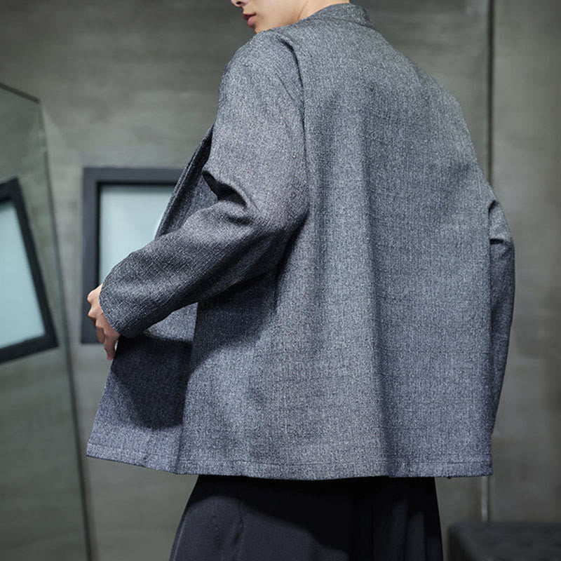 Giacca da uomo a maniche lunghe tinta unita primavera-autunno Buddha Stones - image 3