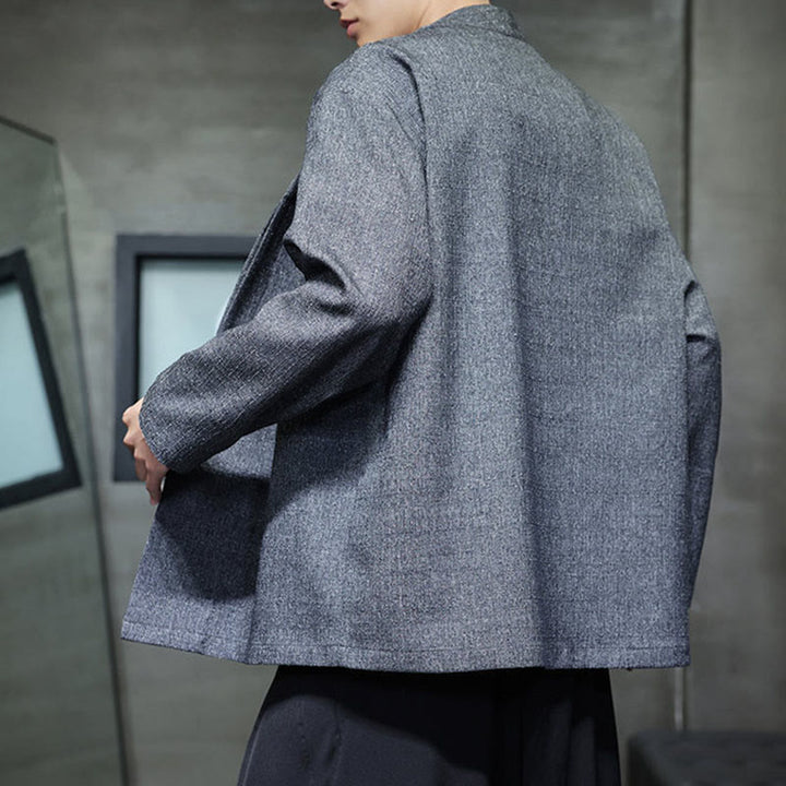 Giacca da uomo a maniche lunghe tinta unita primavera-autunno Buddha Stones - image 3