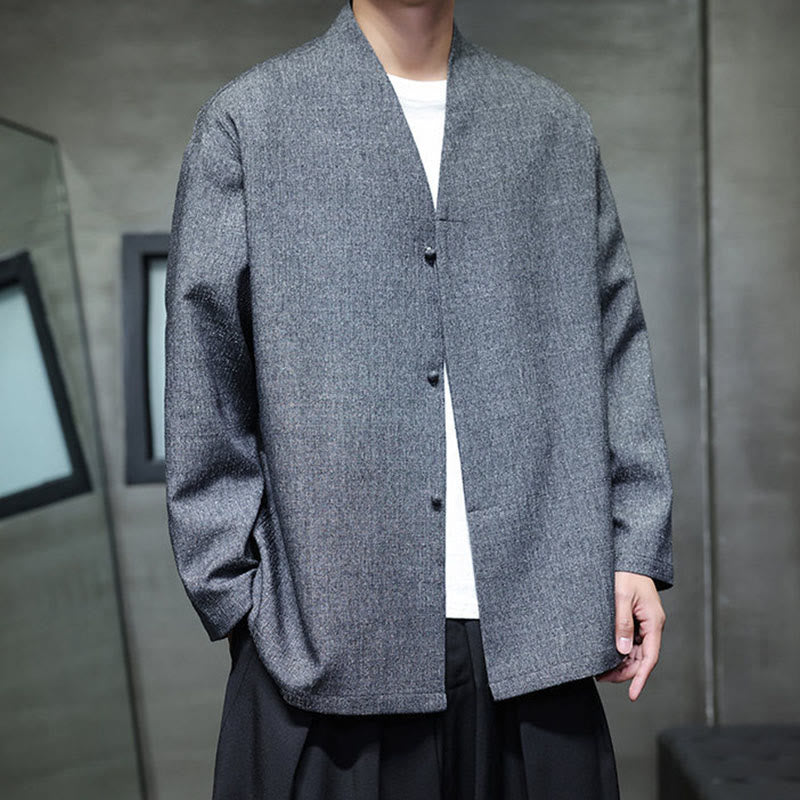 Giacca da uomo a maniche lunghe tinta unita primavera-autunno Buddha Stones - image 7