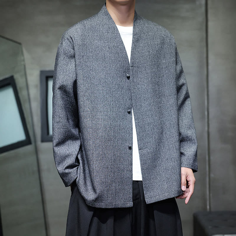 Giacca da uomo a maniche lunghe tinta unita primavera-autunno Buddha Stones - image 1