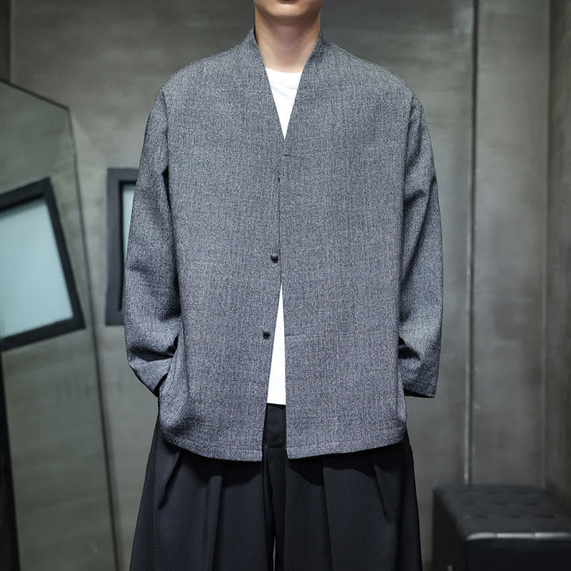 Giacca da uomo a maniche lunghe tinta unita primavera-autunno Buddha Stones - image 6