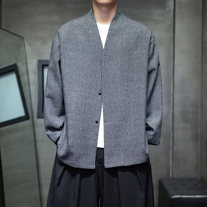 Giacca da uomo a maniche lunghe tinta unita primavera-autunno Buddha Stones - image 2