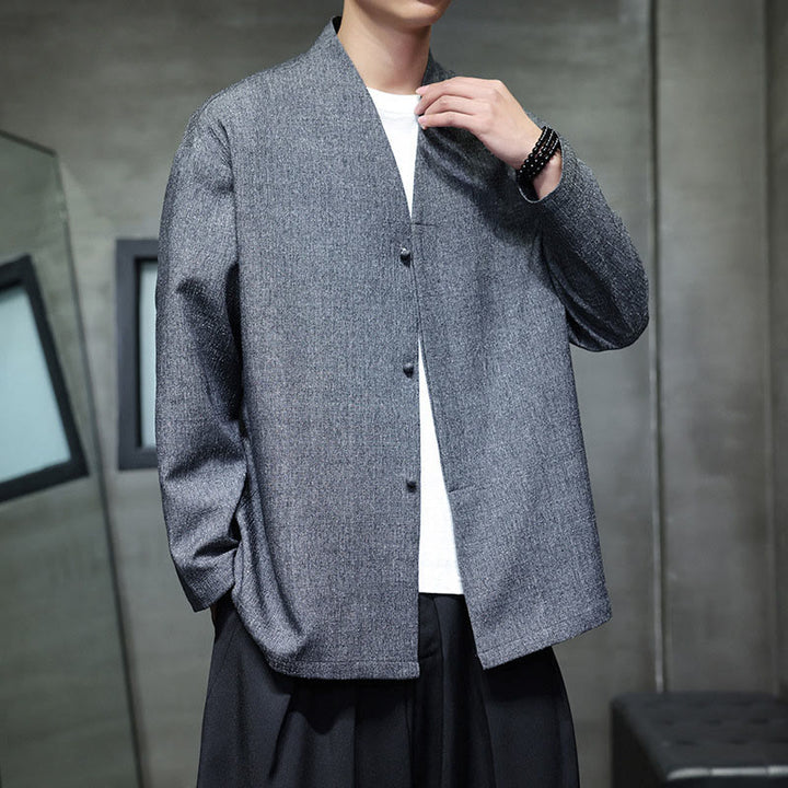 Giacca da uomo a maniche lunghe tinta unita primavera-autunno Buddha Stones - image 4