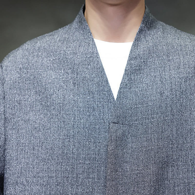 Giacca da uomo a maniche lunghe tinta unita primavera-autunno Buddha Stones - image 8