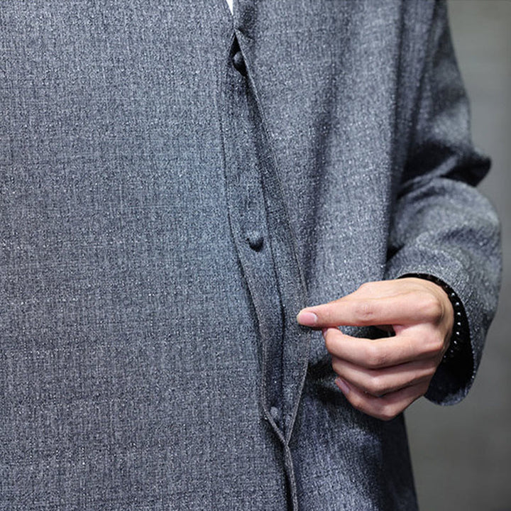 Giacca da uomo a maniche lunghe tinta unita primavera-autunno Buddha Stones - image 10