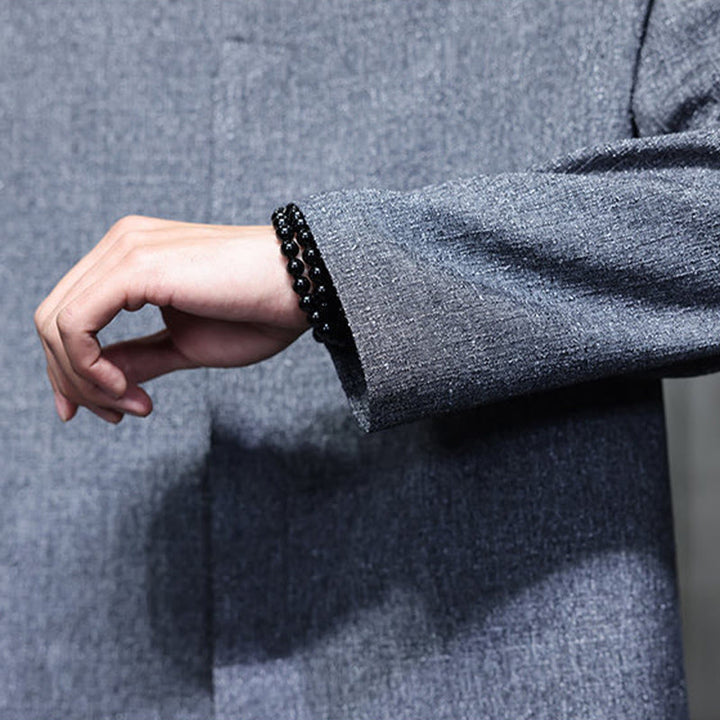 Giacca da uomo a maniche lunghe tinta unita primavera-autunno Buddha Stones - image 11