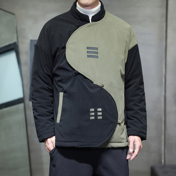 Giacca da uomo a maniche lunghe in velluto a coste con tasche, stile invernale Yin Yang Tai Chi , Buddha Stones - DarkSeaGreen - US/UK/AU46, EU56 (5XL) - image 11