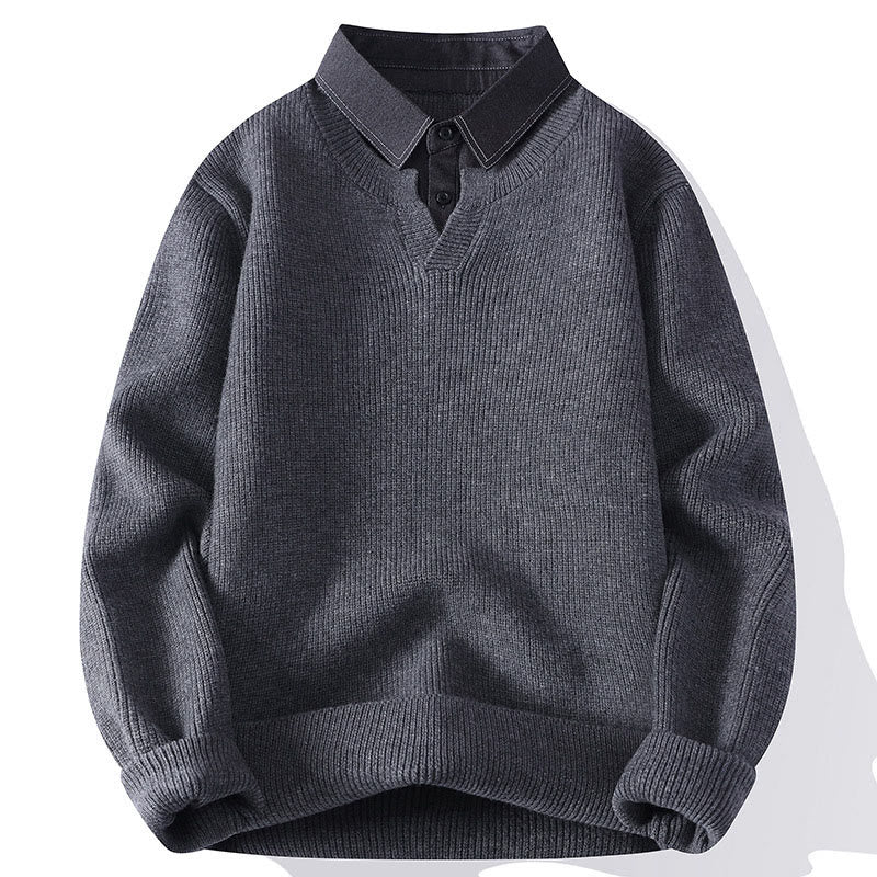 Maglione lavorato a maglia a maniche lunghe da uomo con colletto rialzato nero invernale Buddha Stones - Grigio - US/UK/AU44, EU54 (4XL) - image 0