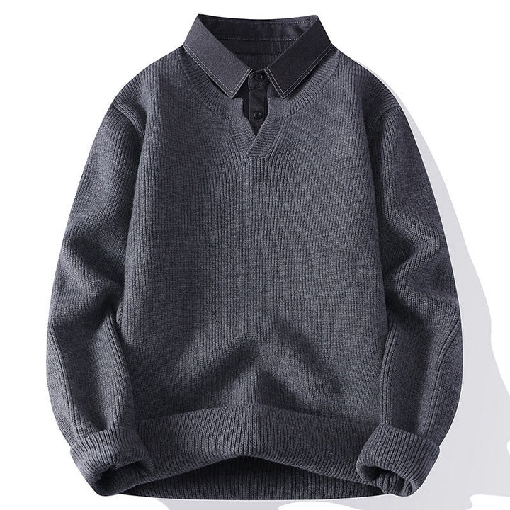 Maglione lavorato a maglia a maniche lunghe da uomo con colletto rialzato nero invernale Buddha Stones - Grigio - US/UK/AU44, EU54 (4XL) - image 0