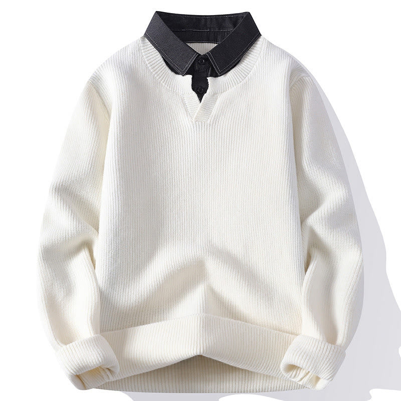 Maglione lavorato a maglia a maniche lunghe da uomo con colletto rialzato nero invernale Buddha Stones - Bianco - US/UK/AU44, EU54 (4XL) - image 8